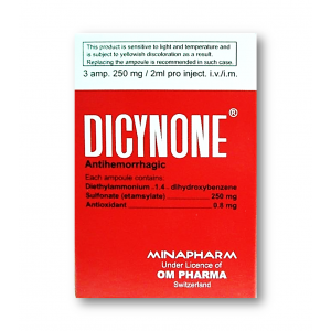 DICYNONE 250 MG / 2 ML ( ETHAMSYLATE ) 3 AMPOULES